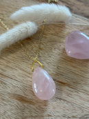 Pendentif goutte quartz rose
