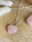 Collier Coeur Quartz rose