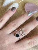 Bague Lotus en obsidienne